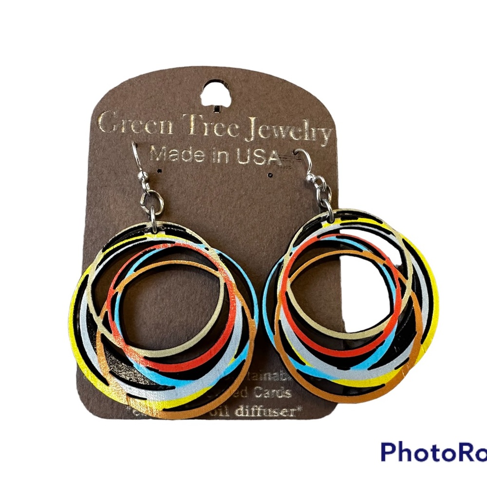 Bright and fun wooden painted earrings!